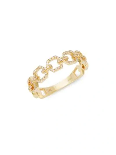 Saks Fifth Avenue Women's 14k Yellow Gold & Diamond Link Ring/size 7