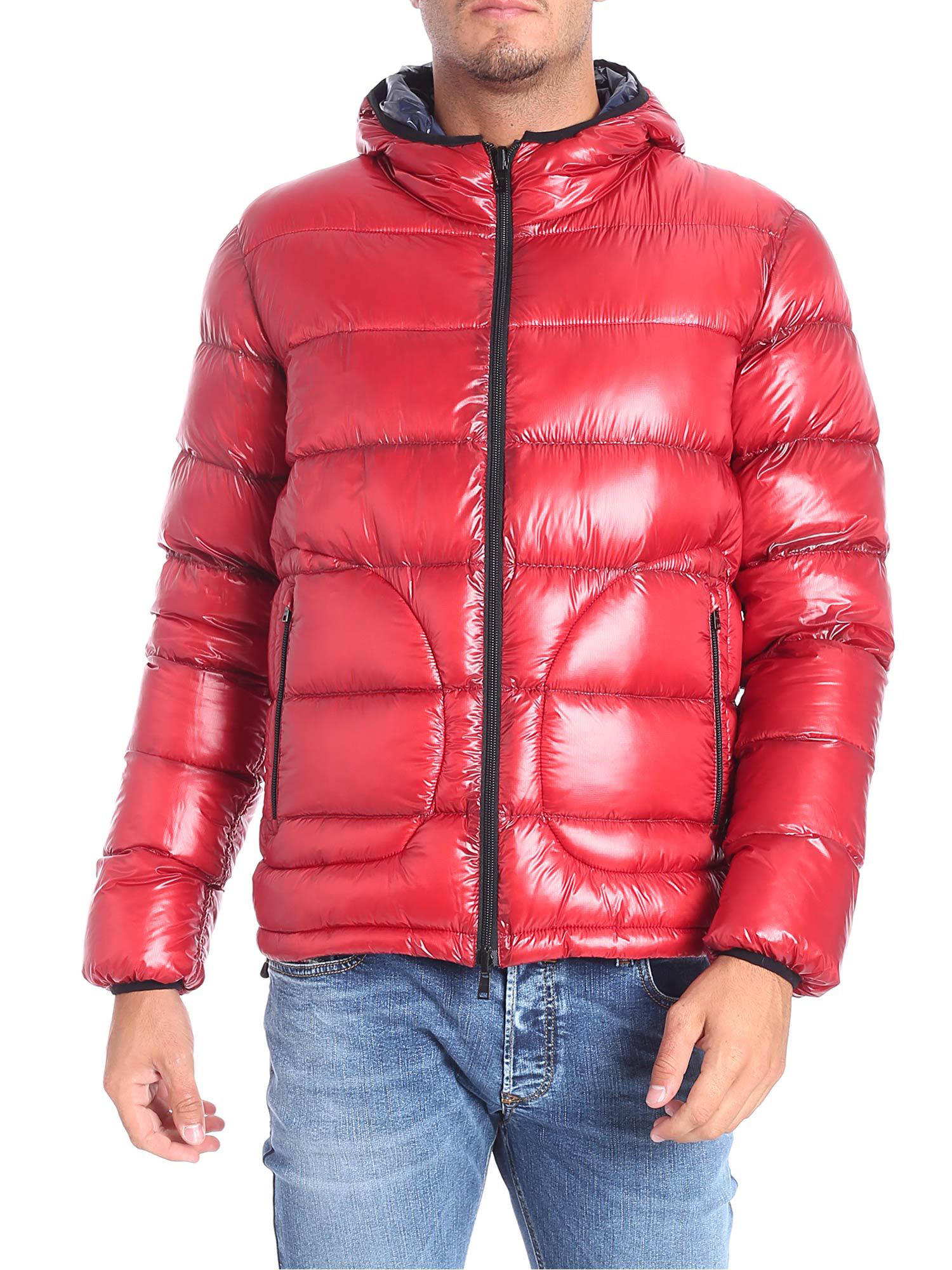 Herno Hooded Zipped Jacket In Rosso/blu | ModeSens