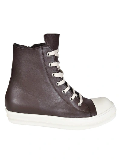 Rick Owens Lace Up Hi-top Sneakers In Basic