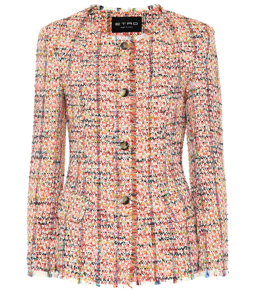 Etro Bouclé Fringe Jacket In Multicoloured | ModeSens