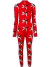 Perfect Moment Star Ii Intarsia Merino Wool Jumpsuit In Red