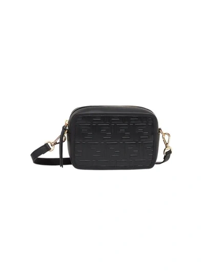 Fendi Black Logo Embossed Mini Leather Camera Bag