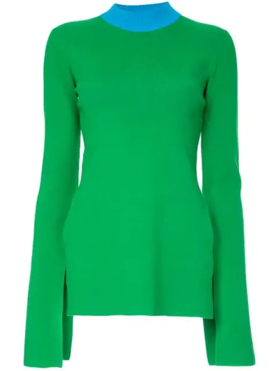 Solace London Contrasting Neck Jumper - Green