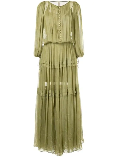 Maria Lucia Hohan Buttoned Maxi Dress In Gold
