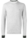 Sun 68 Contrasting Cuff Sweater - Grey