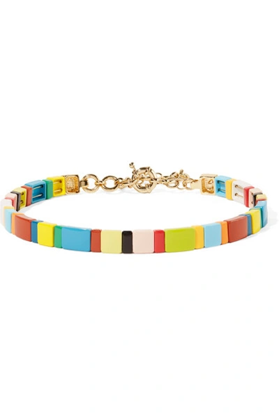 Roxanne Assoulin Rainbow Brite Gold-tone And Enamel Choker In Blue