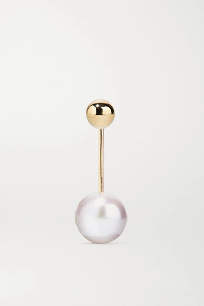 Sophie Bille Brahe Elipse Simple 14-karat Gold Pearl Earring