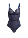 Stella Mccartney Betty Twinkling Star-flocked Tulle Bodysuit In Navy