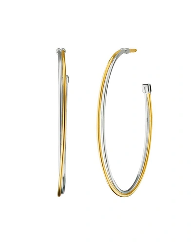 Monica Rich Kosann Silver & 18k Yellow Gold Tube Hoop Earrings, 1mm