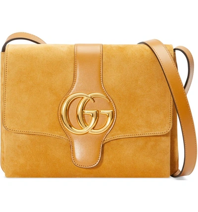 Gucci Arli Medium Suede Shoulder Bag In Light Cognac