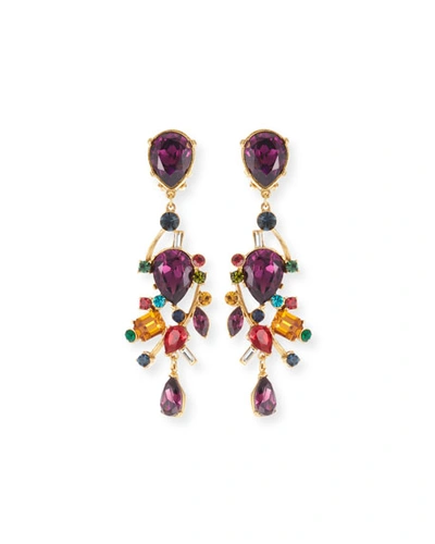 Jose & Maria Barrera Large Multicolor Stone Clip-on Drop Earrings