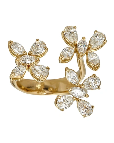Zydo Luminal 18k Gold 3-flowers Diamond Ring