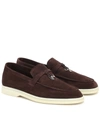 Loro Piana Summer Charms Walk Suede Loafers In Chocolate