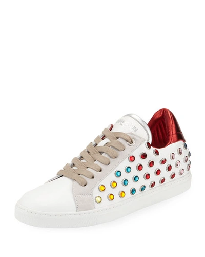 Zadig & Voltaire Leather And Strass Hidden-wedge Low-top Sneakers