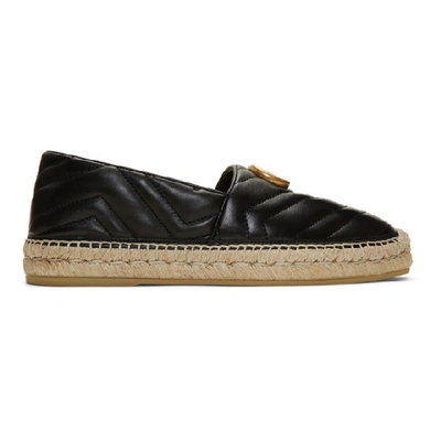 Gucci Men's Quilted Leather Espadrilles With Double G In Nero