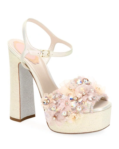 René Caovilla Embellished High Platform Sandals