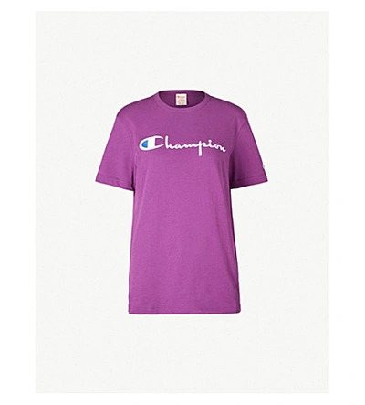 Champion Logo-print Cotton-jersey T-shirt In Purple
