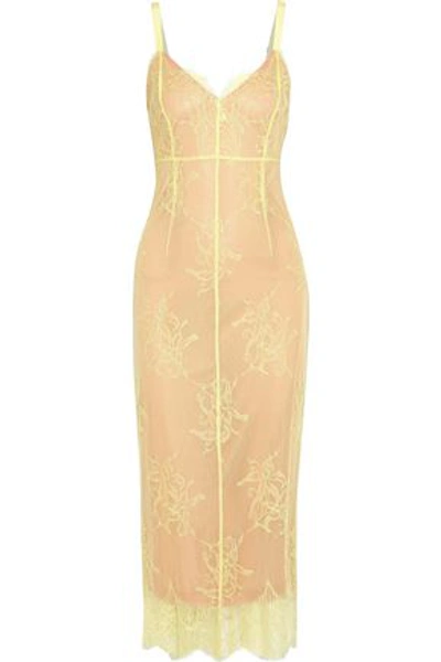 Cinq À Sept Woman Tate Chantilly Lace Midi Dress Pastel Yellow