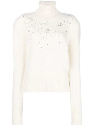 Magda Butrym Embellished Turtleneck Sweater In White