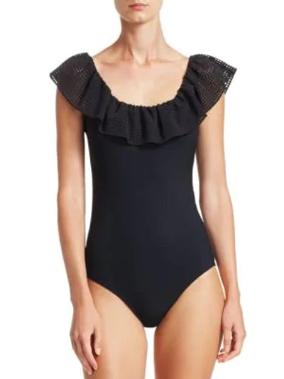 Karla Colletto Swim Chiara Ruffle-trim One-piece Swimsuit In Black