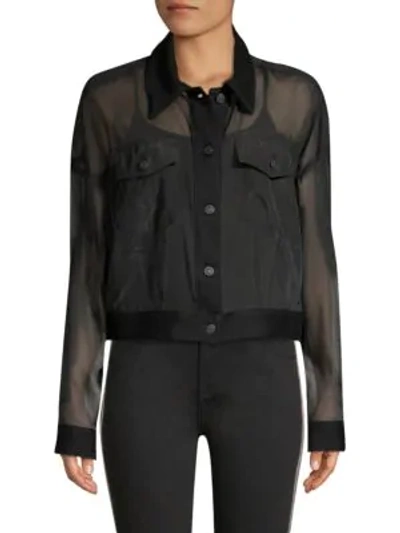 7 For All Mankind Organza Bubble Jacket In Stark Black