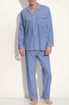 Majestic Herringbone Cotton Pajamas In Blue