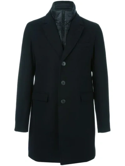 Herno Double Collar Coat In Black