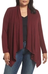 Bobeau Amie Waterfall Cardigan In Tibetan Red