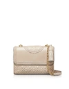 Tory Burch Small Fleming Quilted Lambskin Leather Convertible Shoulder Bag - Grey In Taupe