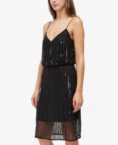 French Connection Aster Sleeveless Sequined Dress In Black