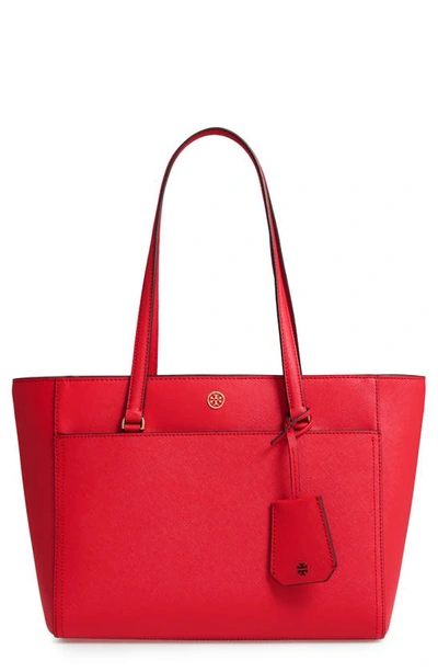 Tory Burch Small Robinson Leather Tote - Red In Brilliant Red