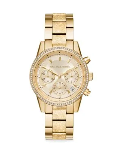 Michael Kors Ritz Chronograph Gold-tone Crystal Stainless Steel Watch