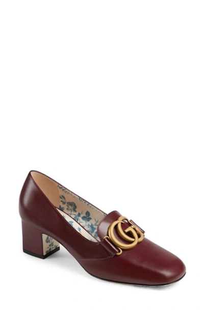 Gucci Loafer Pump In Vintage Bordeaux Leather