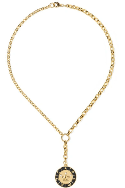 Foundrae Crown 18-karat Gold, Diamond And Enamel Necklace