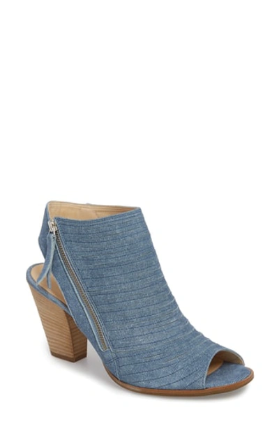Paul Green 'cayanne' Leather Peep Toe Sandal In Denim Jeans Suede