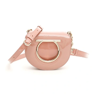 Ferragamo Salvatore  Vela Patent Leather Shoulder Bag In Pink
