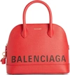 Balenciaga Ville Logo Leather Satchel - Red In Rouge/ Noir