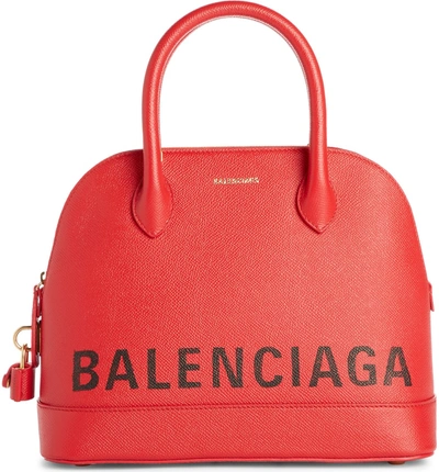 Balenciaga Ville Logo Leather Satchel - Red In Rouge/ Noir