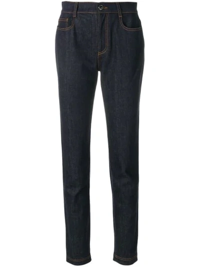 Fendi Skinny Jeans With Embroidered Details - Blue