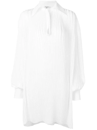 Krizia Vintage Long-sleeve Pleated Shirt - White