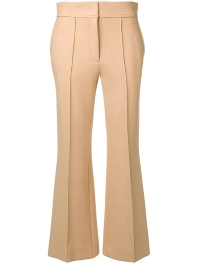Joseph High Rise Cropped Trousers In Brown