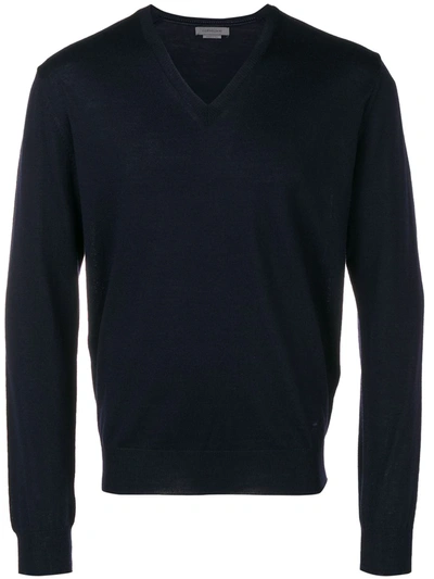 Corneliani V-neck Sweater In Blue