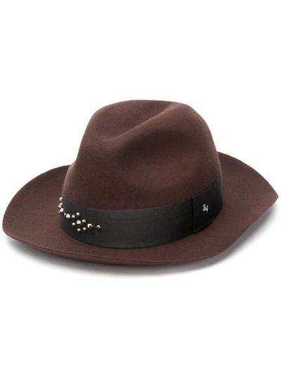 Zadig & Voltaire Wide Brim Ribbon Trimmed Hat In Brown