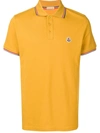 Moncler Striped Trim Collar Polo Shirt In Yellow