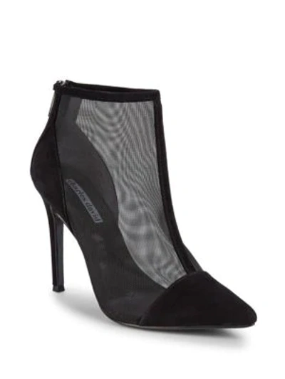 Charles David Women's Cashmere Pointed Toe Suede & Mesh High-heel Ankle Booties In Black