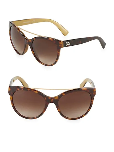 Dolce & Gabbana Tortoiseshell 57mm Round Sunglasses In Gold Tortoise