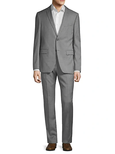 John Varvatos Men's Slim-fit Textured Wool Suit In Pewter
