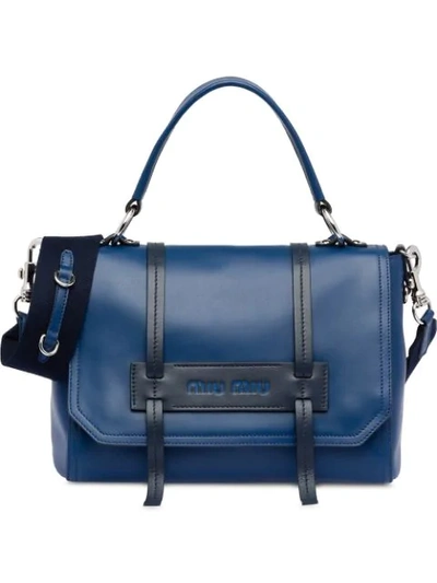 Miu Miu Grace Lux Gm Shoulder Bag In Blue