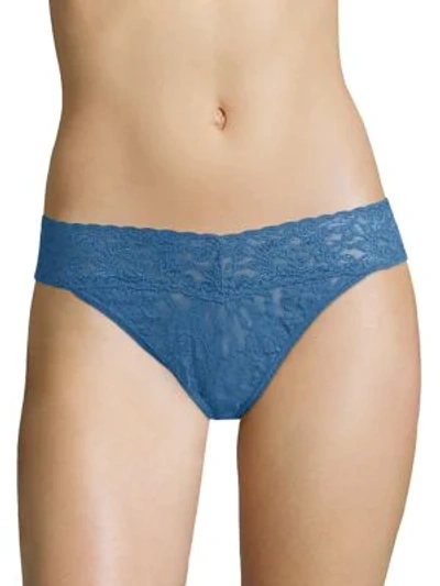 Hanky Panky Signature Lace Original Rise Thong In Storm Cloud Blue