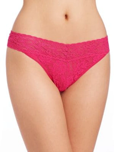 Hanky Panky Low-rise Lace Thong In Tickled Pink